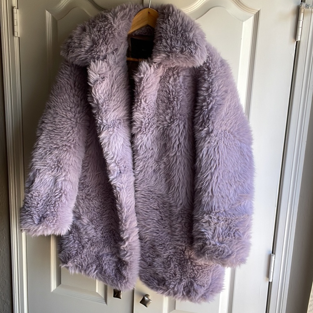 Mango Lavender Faux Fur Coat